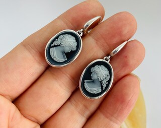 Orecchini A Goccia In Argento Sterling 925 Con Onice Nero E Nodo Celtico - Gioiello Vintage Ipoallergenico Per Donne, 16x16 Mm