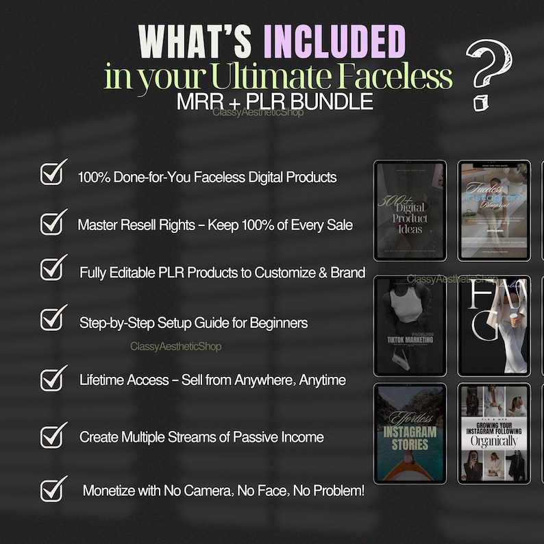 Digital marketing, faceless marketing,passive income, etsy Digital Products, plr , instagram reels, master resell rights, faceless videos, instagram marketing, mrr, online business, dfy, make money online, business start, start a business