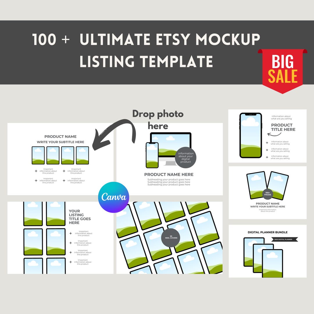 Etsy Listing Mockups: 100+ Canva Editable Templates (resell Rights) - Etsy