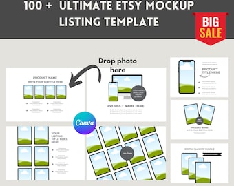 Etsy Listing Mockups: 100+ Canva Editable Templates (Resell Rights)