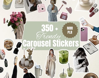Instagram Trending Carousel Stickers 350+ Aesthetic Viral Digital Marketing Canva Template MRR PLR Social Media Marketing Sticker Vault