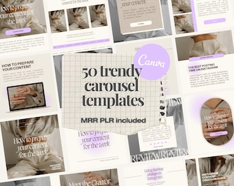 Aesthetic Trendy Instagram Carousel Templates, Editable Canva Templates for Creators, Digital Product Sellers, with PLR MRR resell rights