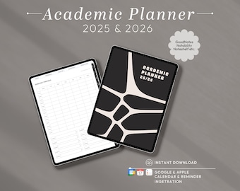 2025-2026 Digital Student Planner – Academic Calendar, To-Do Lists, Study Organizer –  iPad, GoodNotes, Notability – Class Tracker Agenda