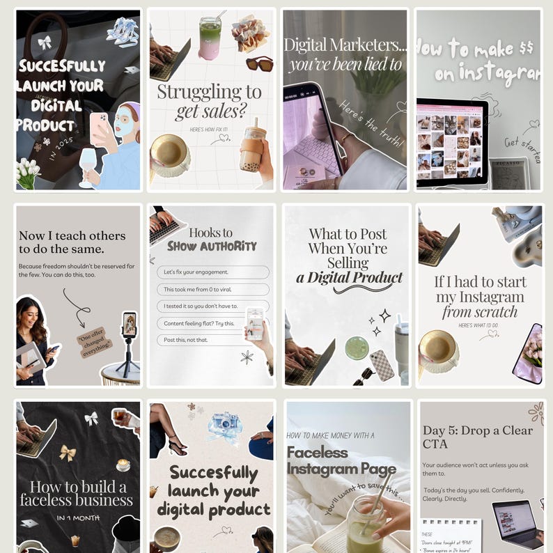 Viral Aesthetic Carousel Templates for Instagram and Tiktok, Editable ...