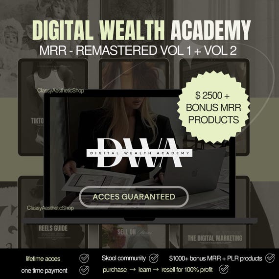 Digital Marketing Course MRR | DWA Digital Wealth Academy | PLR Resell Bundle, Done For You Digital Products, Faceless Instagram Reels