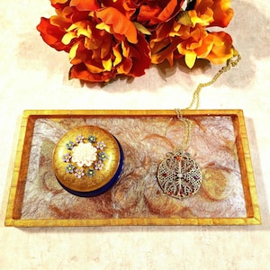 9X11 Gold Swirled Tray , Resin Jewelry Holder, Handmade Makeup Tray, Gift for Her, Jewelry Organizer, Unique Gift,Vanity Decor ,Jewelry Tray