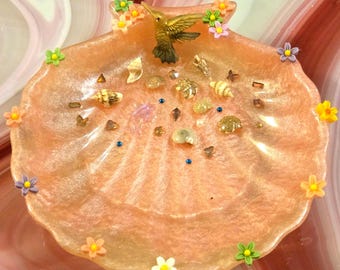 Pretty Pink Seashell Ring Dish, Jewelry Tray, Trinket Holder, Ring Holder, Gift for Her