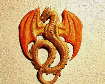 Crystal Dragon Wall Plaque, Handmade Resin Fantasy Decor, Unique Wall Art