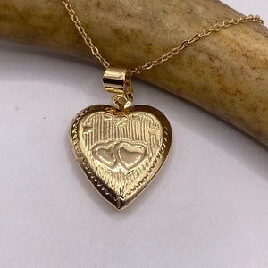 Gouden hartfoto medaillon: 9k gold filled hanger, sterlingzilveren ketting