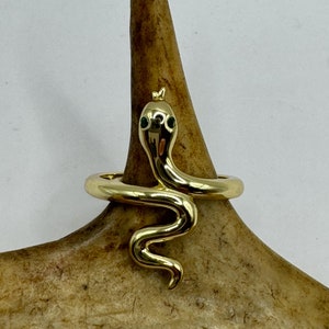 Vintage Gold Snake Ring: 925 Sterling Silver Serpent Band