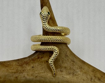 Vintage Gold Snake Ring | 9k Gold Filled Band | Unique Gift or Statement Serpent Ring