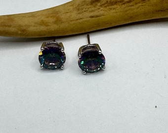 Pendientes vintage de plata de ley con topacio azul místico