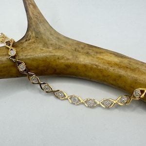 Bracciale vintage con diamanti in argento sterling 925 dorato