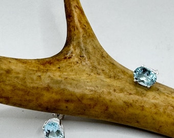 Pendientes vintage de topacio azul: Pendientes de plata de ley