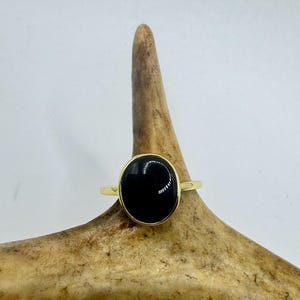 Vintage Black Onyx Cocktail Ring Gold 925 Sterling Silver Band Deco Antique Cocktail Statement ring