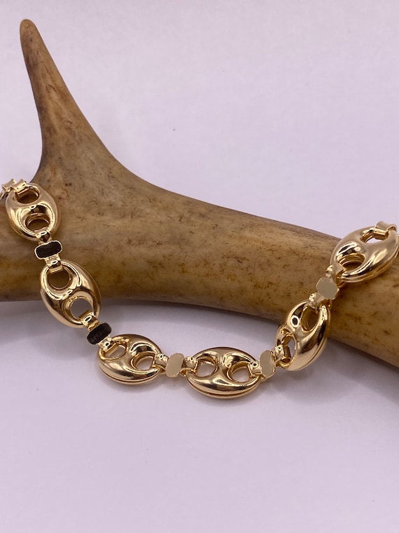 Vintage Gold Bracelet | 9k GF Flat Mariner Anchor Chain Link