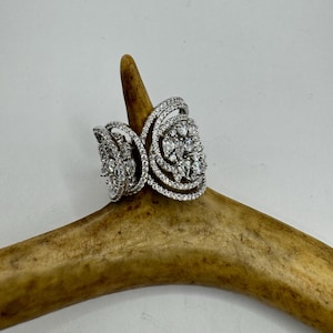 Vintage Crystal Stacking Eternity Promise Ring Engagement Wedding Band 925 Sterling Silver