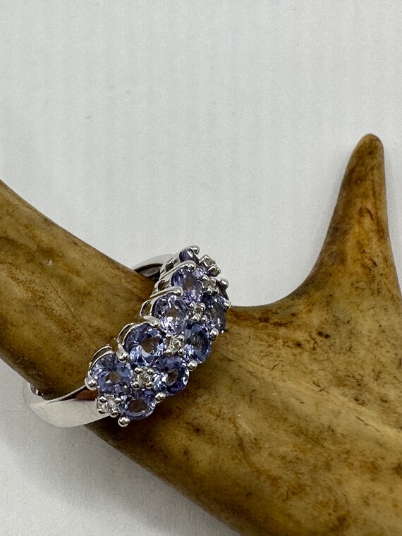 Vintage Blue Tanzanite Wedding Ring Band 925 Ster… - image 3