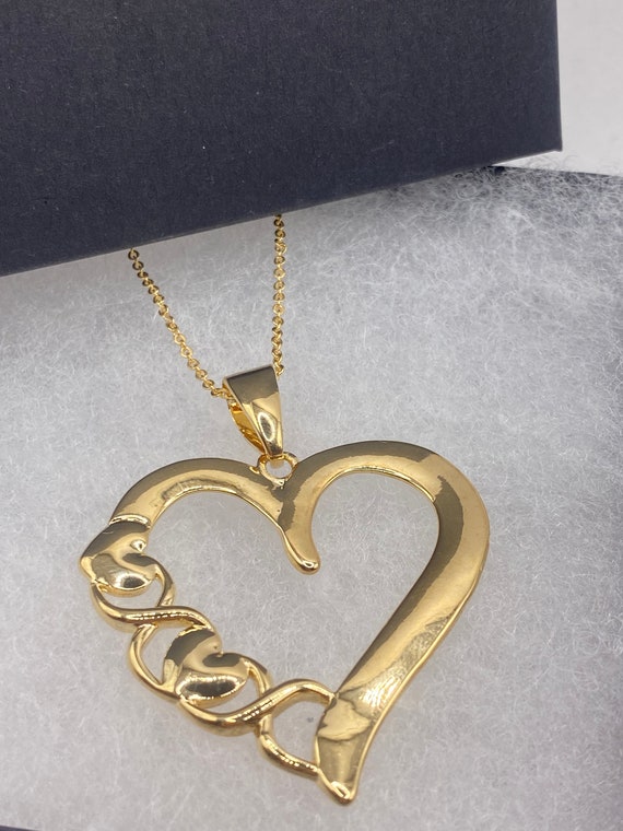 Vintage 9k Gold Filled Large Statement Heart on a… - image 8