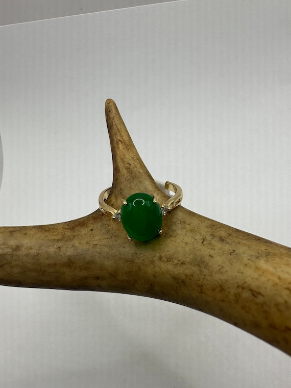 Vintage Gold Green Jade Lucky Cocktail Ring - Etsy