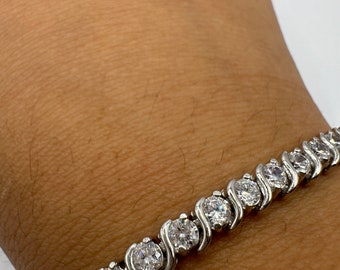 テニスブレスレット　ヴィンテージ　925 SILVER ヴィンテージ スターリングシルバー テニスブレスレット