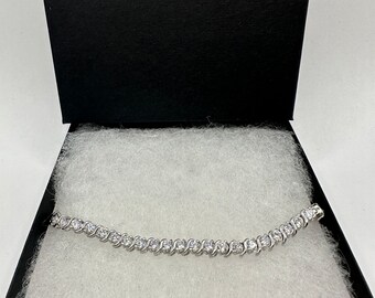 Bracelet Tennis Vintage Argent Sterling Plaqué Or – 7,25 Pouces (17,8cm) – 13,8g