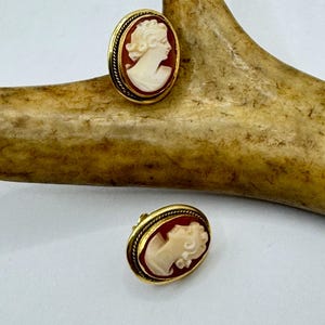 Vintage 12k GF Gold Cameo Earrings - Delicate Love Jewelry - Minimalist Everyday Accessories