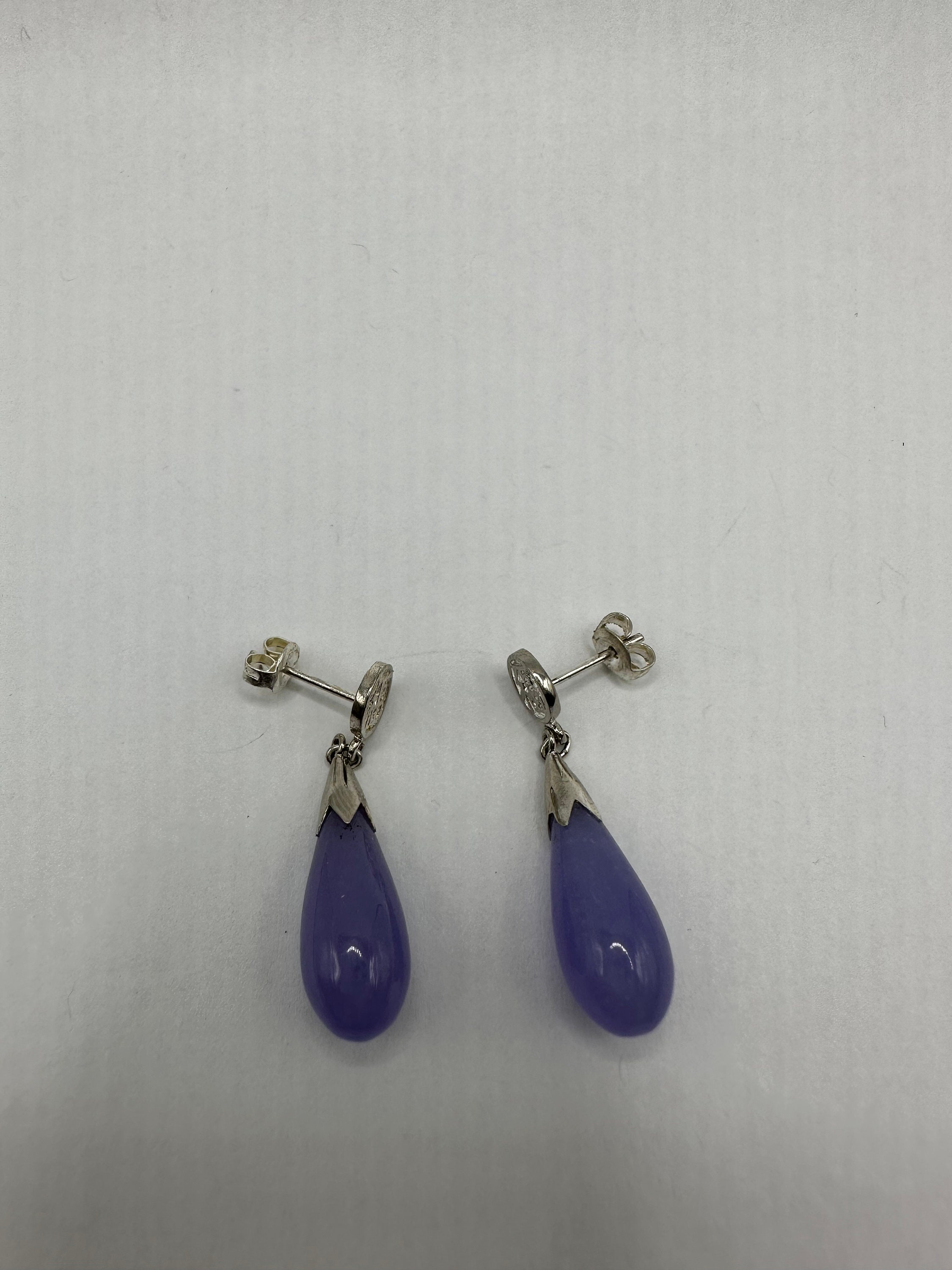 Orecchini Pendenti In Argento 925 Con Giada Lavanda E Occhio Di Gatto - Golden Heaven - Foto 3