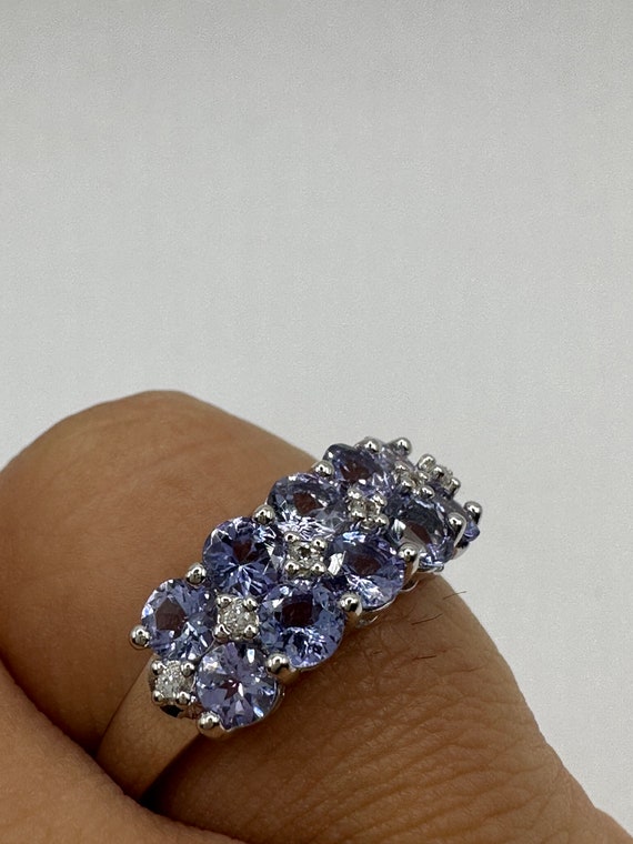 Vintage Blue Tanzanite Wedding Ring Band 925 Ster… - image 5
