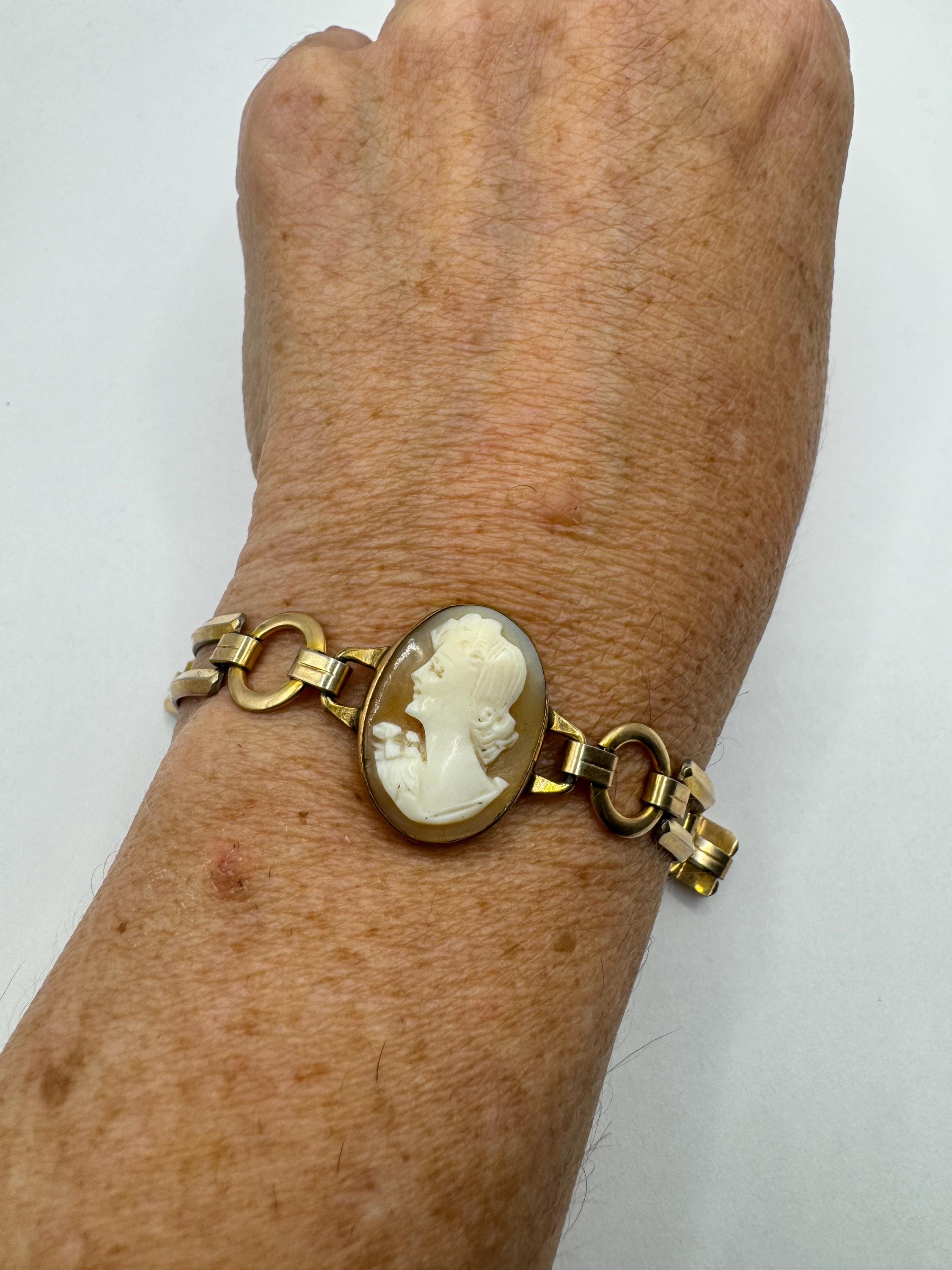 ヴィンテージゴールドフィルドカメオスタッキングブレスレット