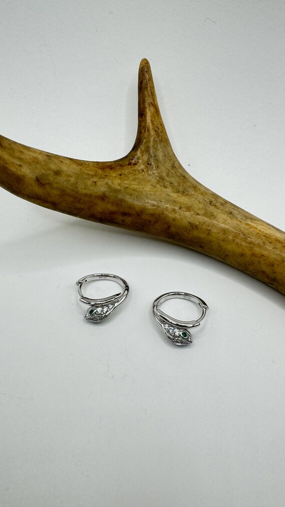 Vintage Snake Serpent Earrings 925 Sterling Silver View 3