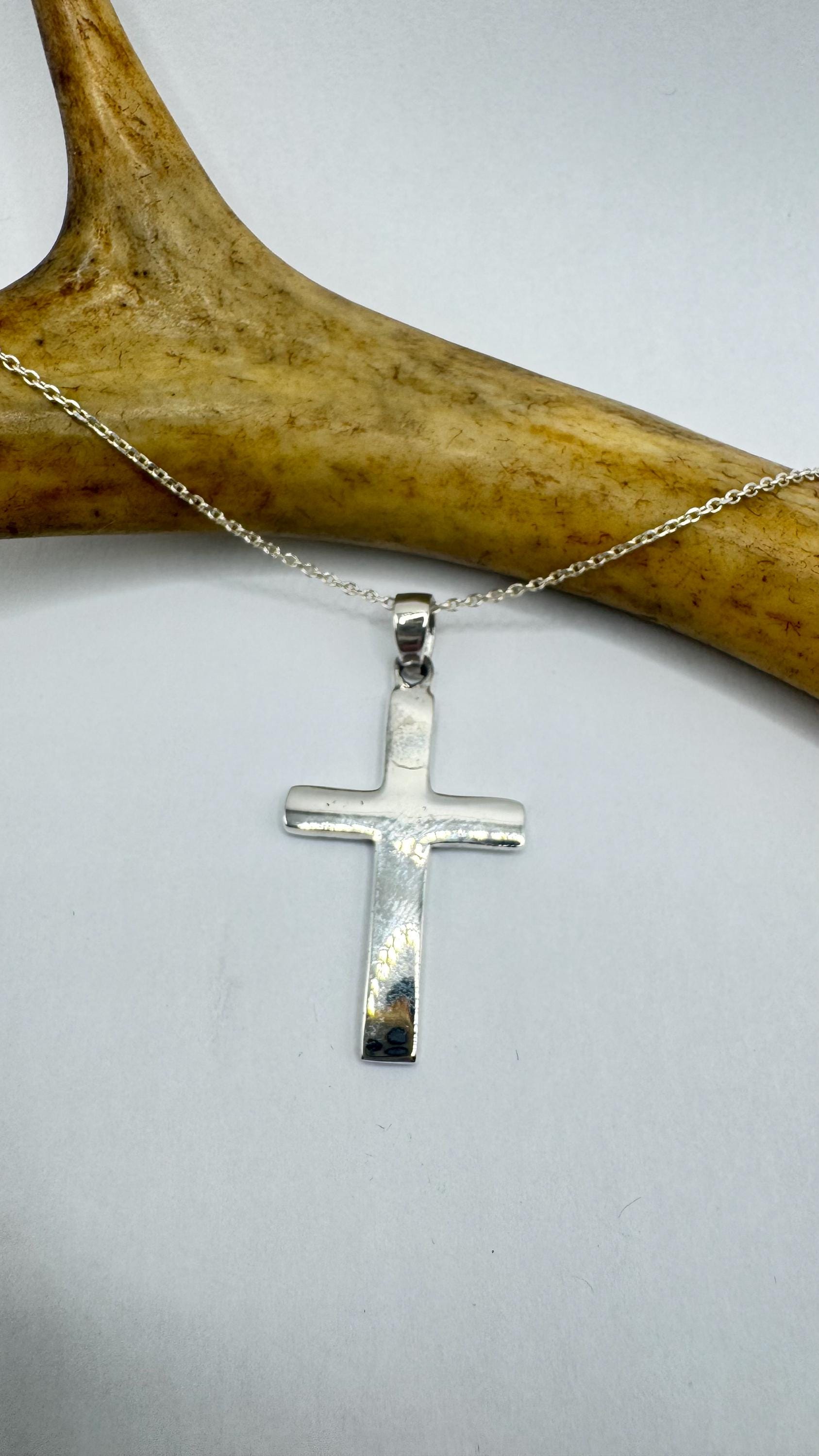 Vintage Sterling Silver Cross Pendant Necklace: Religious Charm