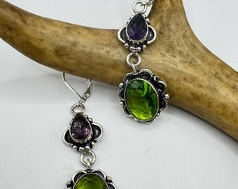 Orecchini Pendenti Rettangolari In Peridoto, Classici Orecchini - Foto 12