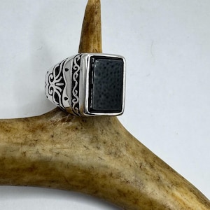 Vintage Black Onyx Mens Ring 925 Sterling Silver Band Deco Antique Cocktail Statement ring
