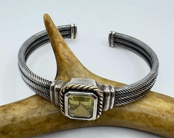 Southwestern Citrine Cuff Bracelet - Vintage Sterling Silver