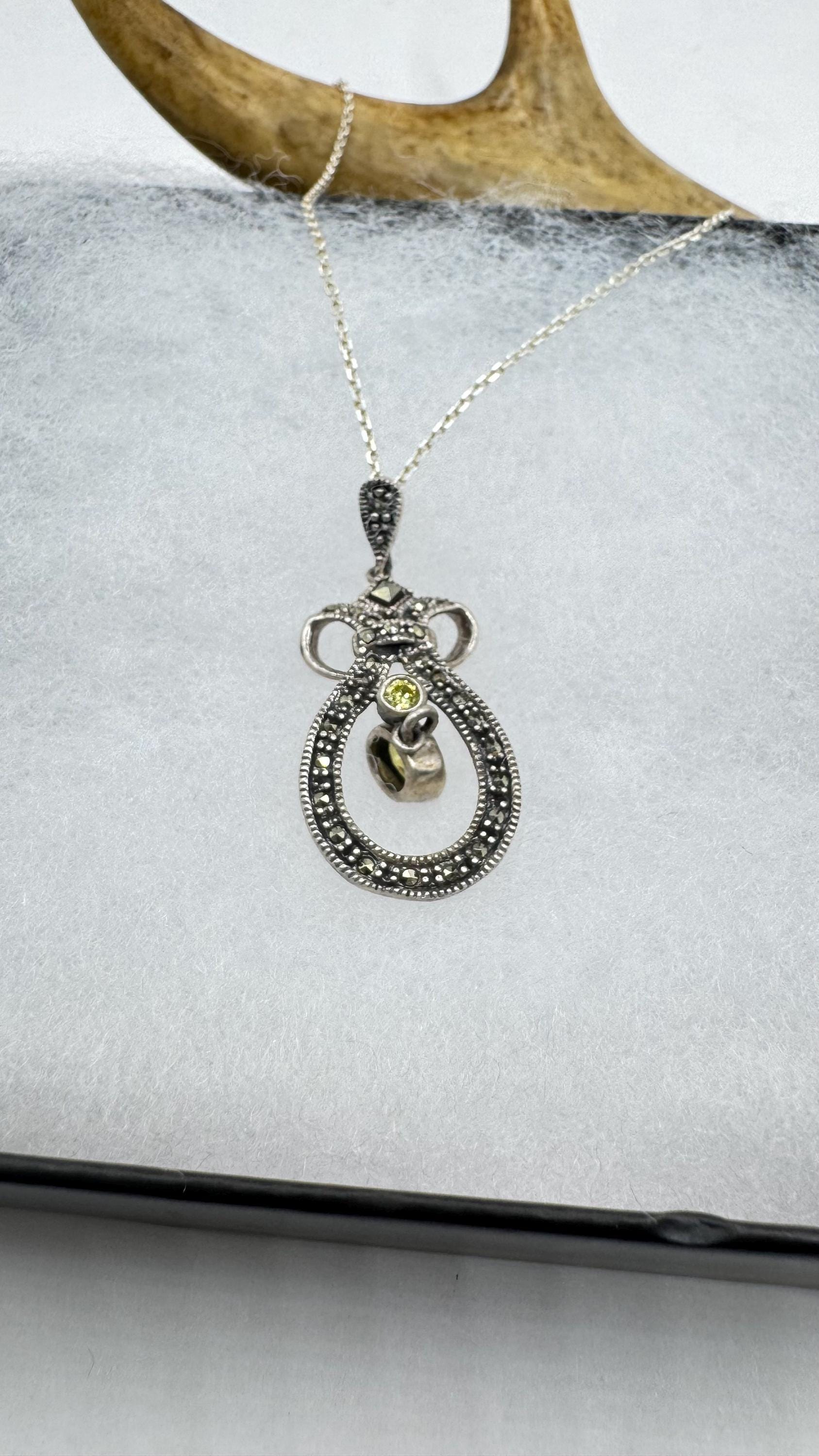 ヴィンテージ マーカサイト ネックレス 繊細な925スターリングシルバー