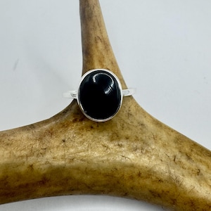 Vintage Black Onyx Cocktail Ring 925 Sterling Silver Band Deco Antique Cocktail Statement ring