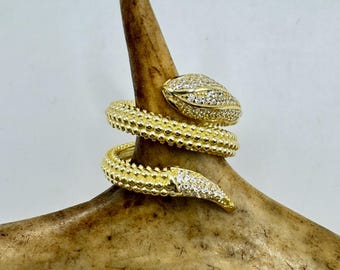 イギリス製ヴィンテージの9Kゴールド製スネークバングル ヴィンテージゴールドスネークリング：925スターリングシルバー