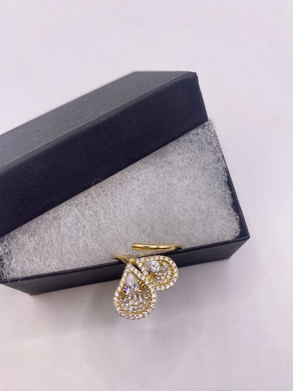 Vintage Gold Ring | Cubic Zirconia Crystal Diamon… - image 3