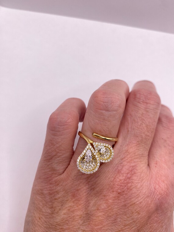 Vintage Gold Ring | Cubic Zirconia Crystal Diamon… - image 2