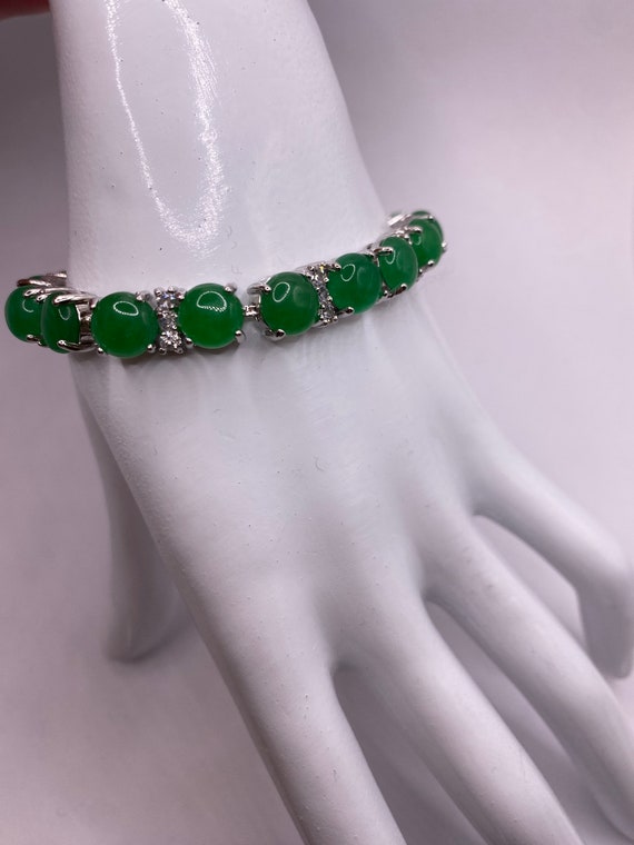 Vintage Green Aventurine Jade Lucky Bracelet - Si… - image 4