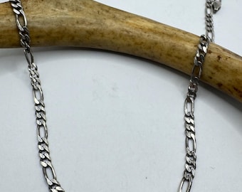 Vintage Silver Necklace | 22 Inch Sterling Silver Figaro Link Chain Necklace for Him for Her or for Anyone