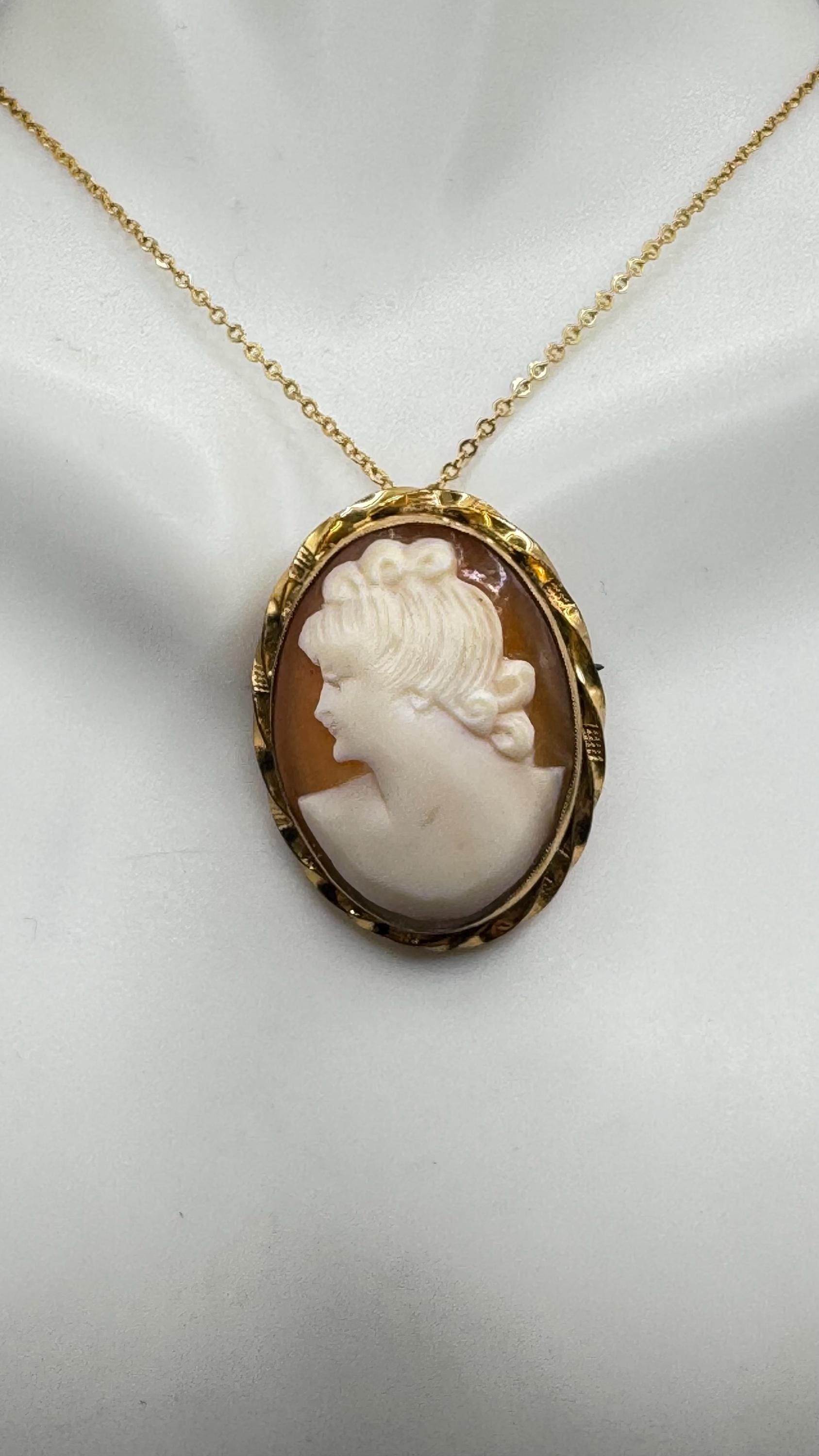 ヴィンテージカメオネックレス：ゴールドフィルドペンダント、繊細な