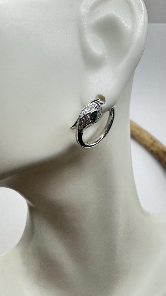 Vintage Snake Serpent Earrings 925 Sterling Silver View 6