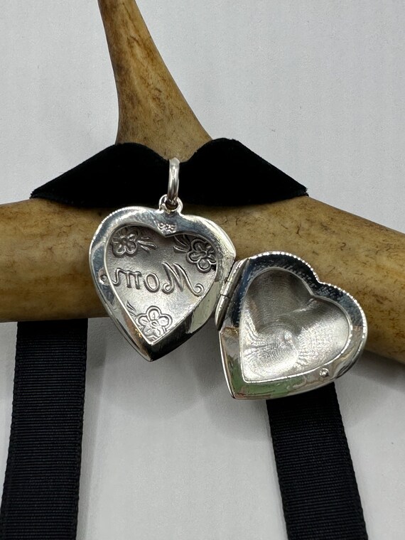 Vintage Style Mom Heart locket 925 Sterling Silver - image 5