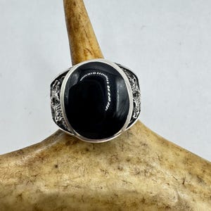 Vintage Black Onyx Mens Ring 925 Sterling Silver Band Deco Antique Cocktail Statement ring