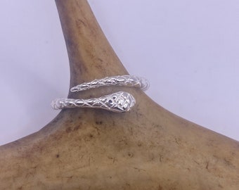 Vintage Sterling Silver Snake Ring: Adjustable Serpent Band