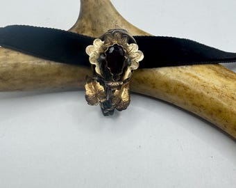 Vintage Red Bohemian Garnet Brooch Pin Gold Filled