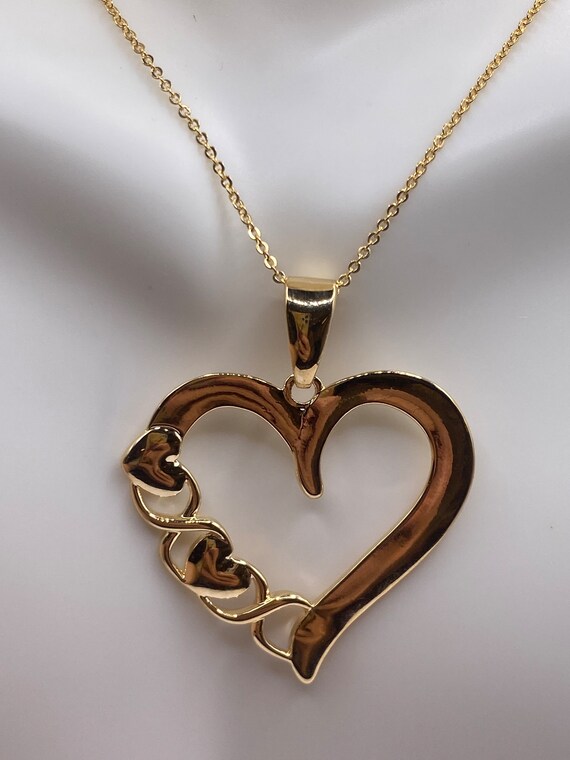 Vintage 9k Gold Filled Large Statement Heart on a… - image 5
