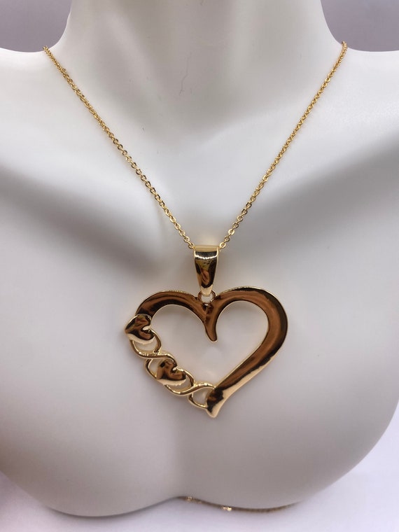 Vintage 9k Gold Filled Large Statement Heart on a… - image 3